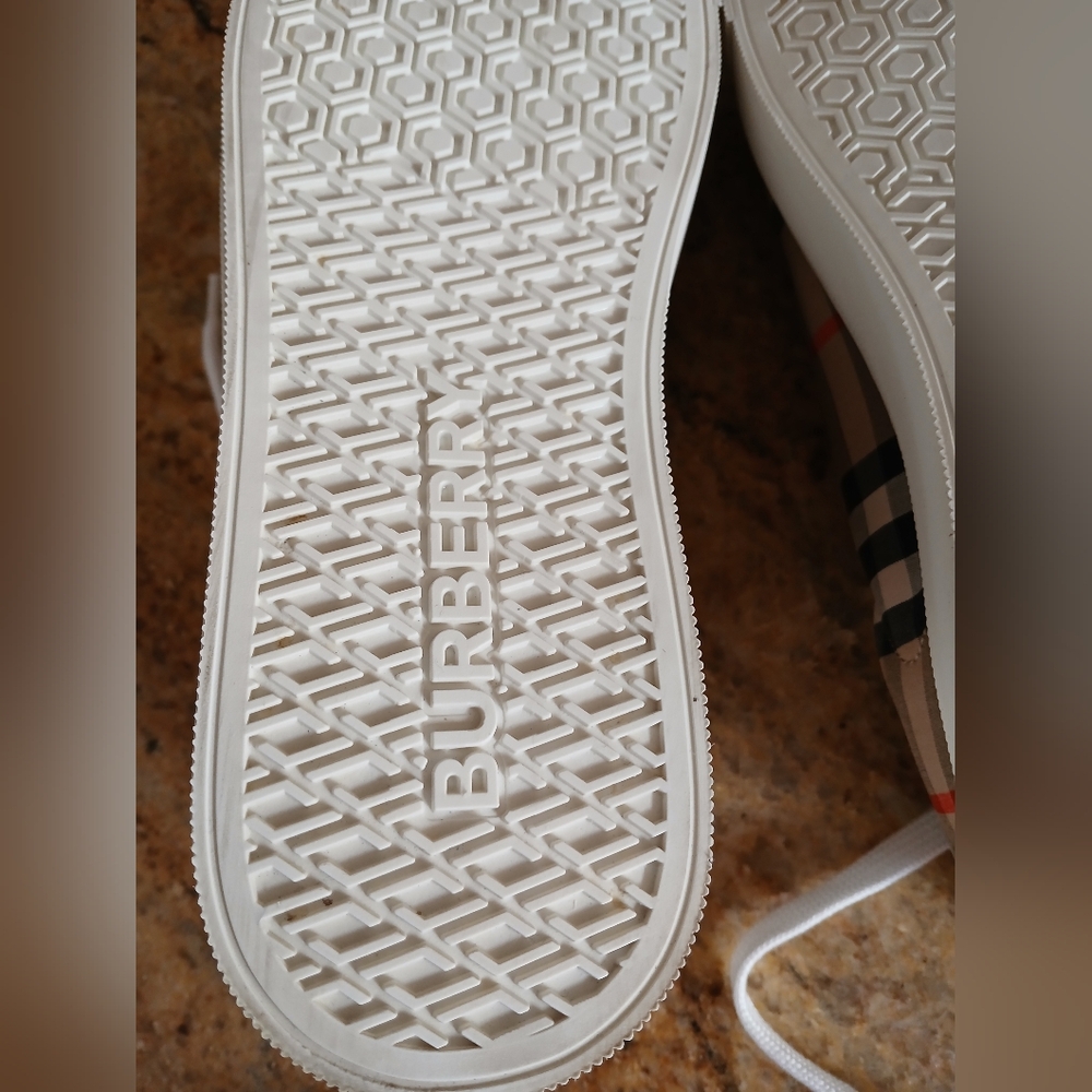 Nwt-Burberry Albridge leather check laceUp Sneaker-Thick WhiteSole-Made In Italy - Picture 10 of 13